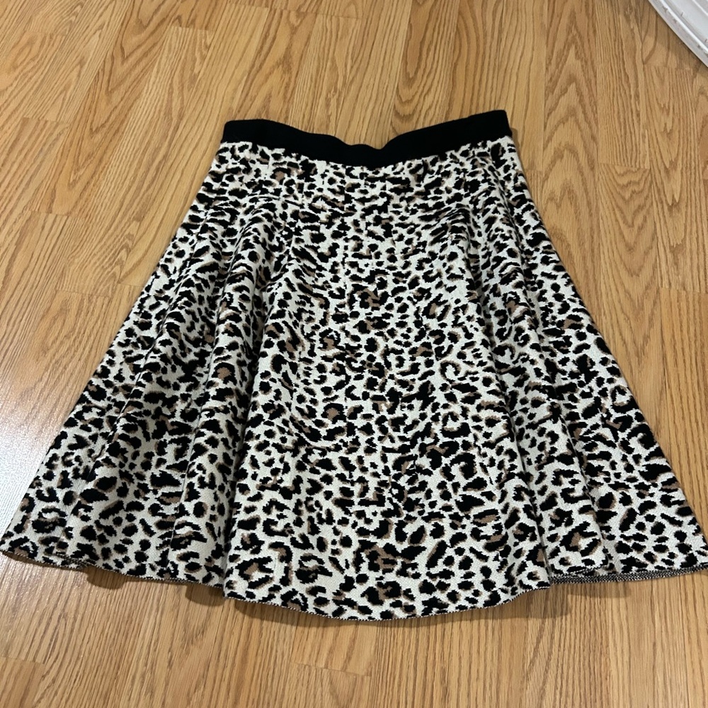 Leopard Print Circle Skirt with Black Waistband